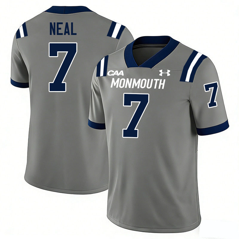 Monmouth Hawks #7 Tra Neal College Football Jerseys,Uniforms-Grey